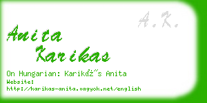 anita karikas business card